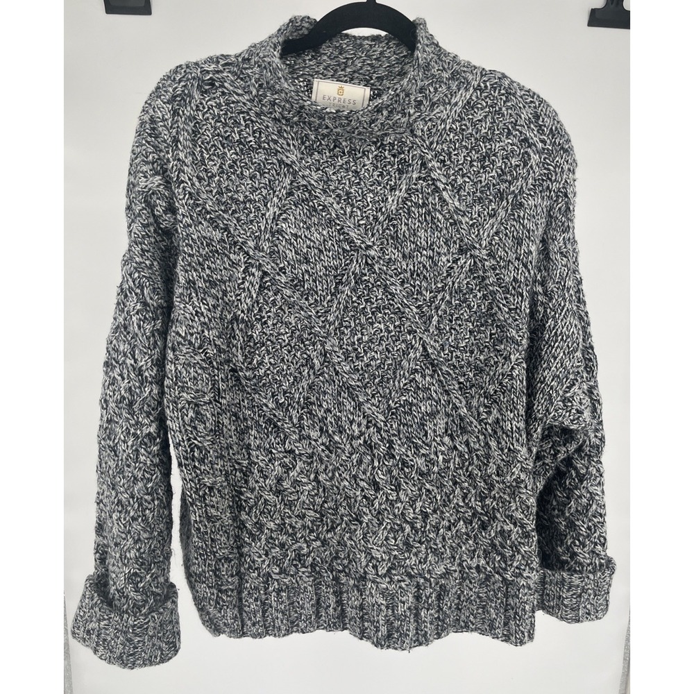 EXPRESSβ Tricot Cable Hand Knit Sweater Size M Wool Angora Fisherman Cottagecore